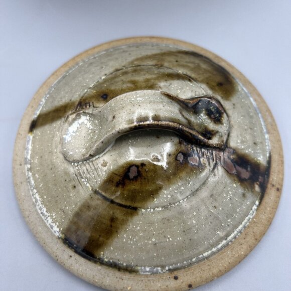 Vtg Studio Art Pottery Lidded 1Qt Casserole w/ Handles Crock Earthy Hygge - Picture 13 of 16